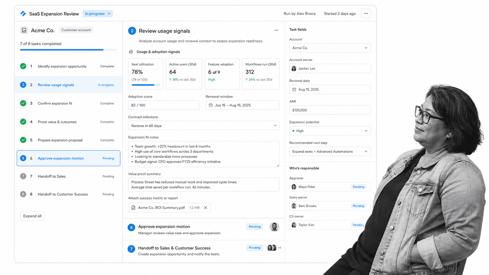 Process Street workflow for SaaS upselling and account expansion