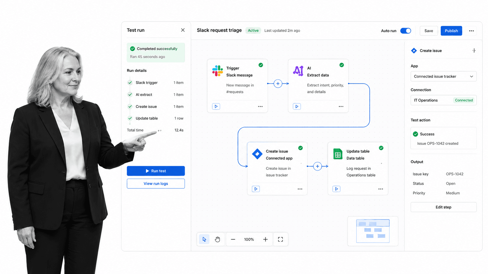 Gumloop AI coworker for Slack product UI for Teams that want visual AI workflow building with app actions