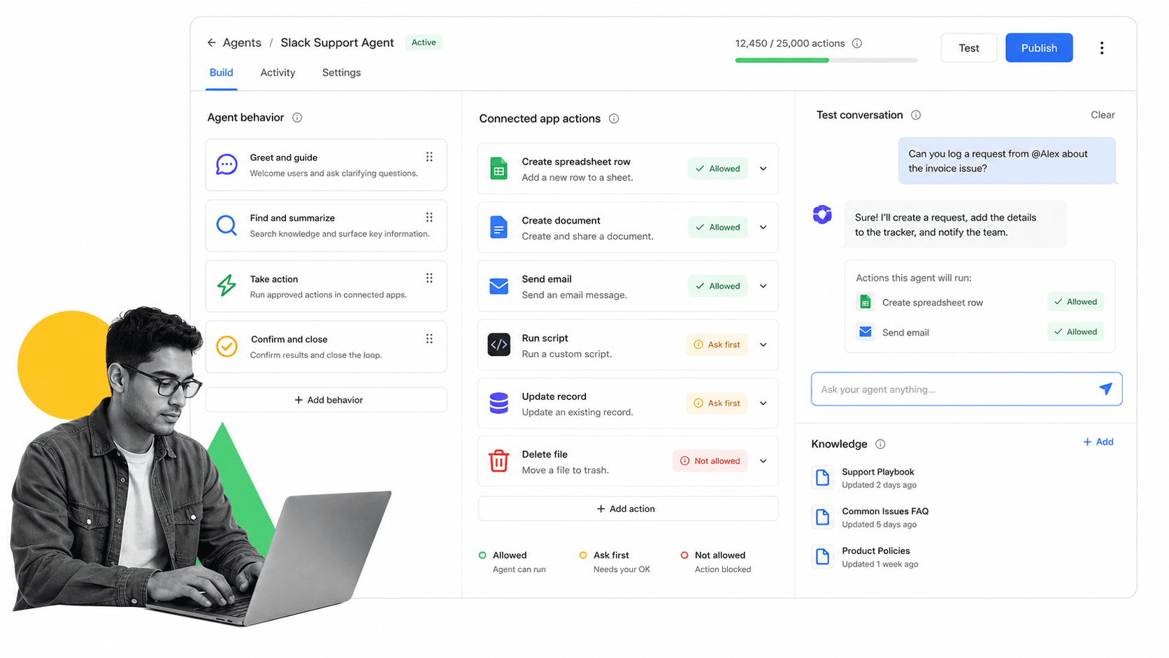 Zapier Agents AI coworker for Slack product UI for AI agents that act across a broad app automation network