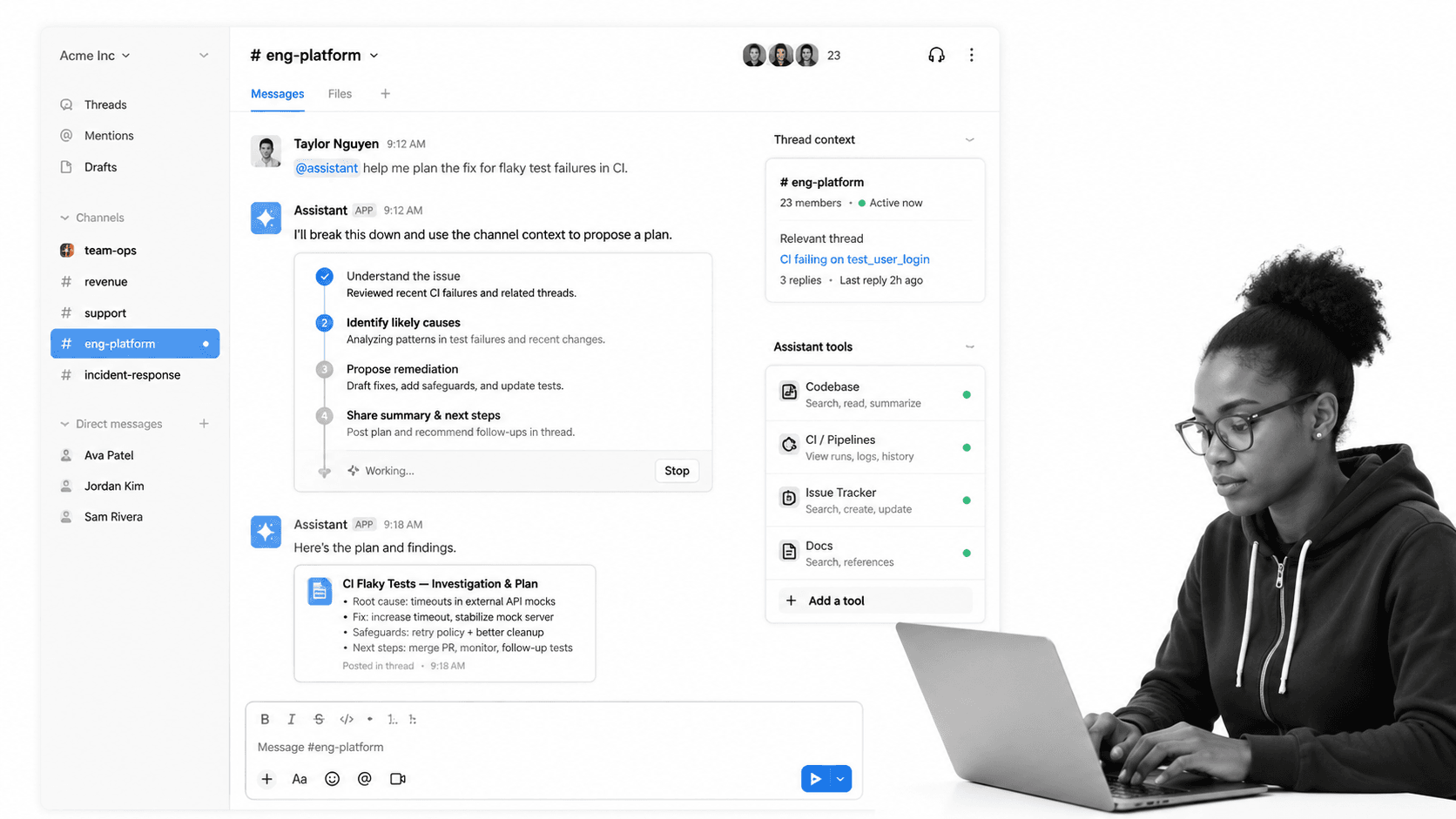 Anthropic Claude AI employee product UI for Teams that want Claude reasoning in Slack and Claude workspaces