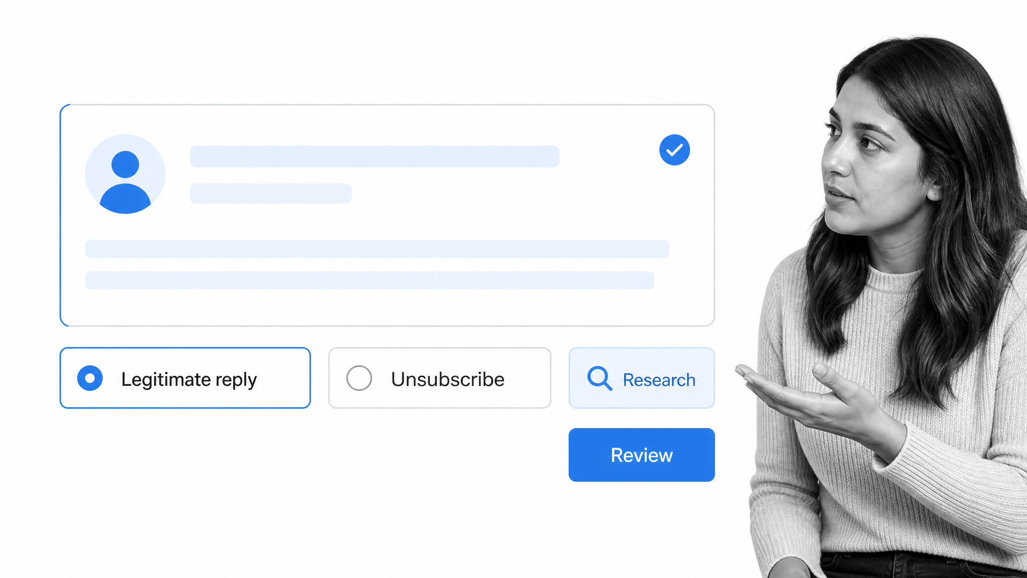 AI-assisted outbound response classification and prospect research workflow