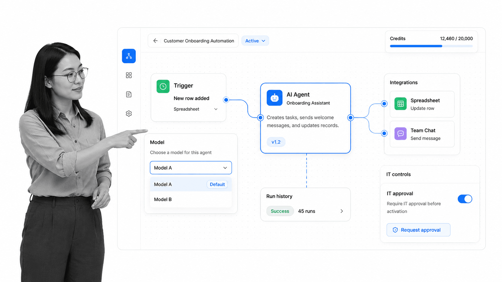 Gumloop Anthropic AI employee alternative product UI for Operations teams building visual AI workflows and agents with IT controls