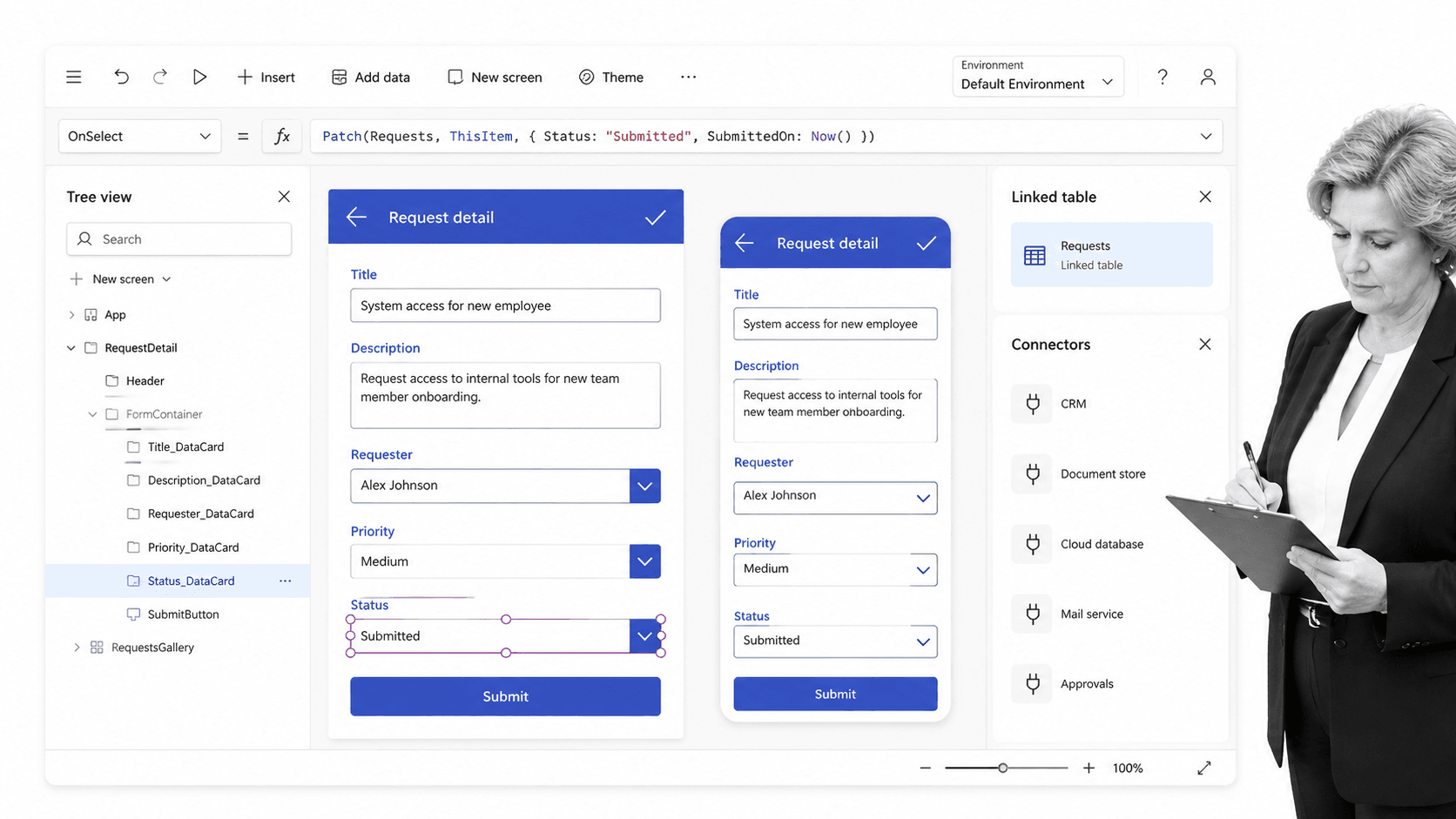 Microsoft Power Apps product interface as a Appian alternative for Microsoft-centric custom business applications