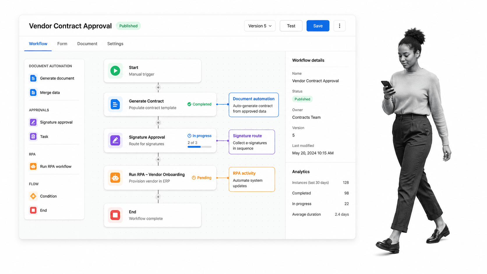 Nintex product interface as a Appian alternative for broad workflow, document, form, RPA, and process automation