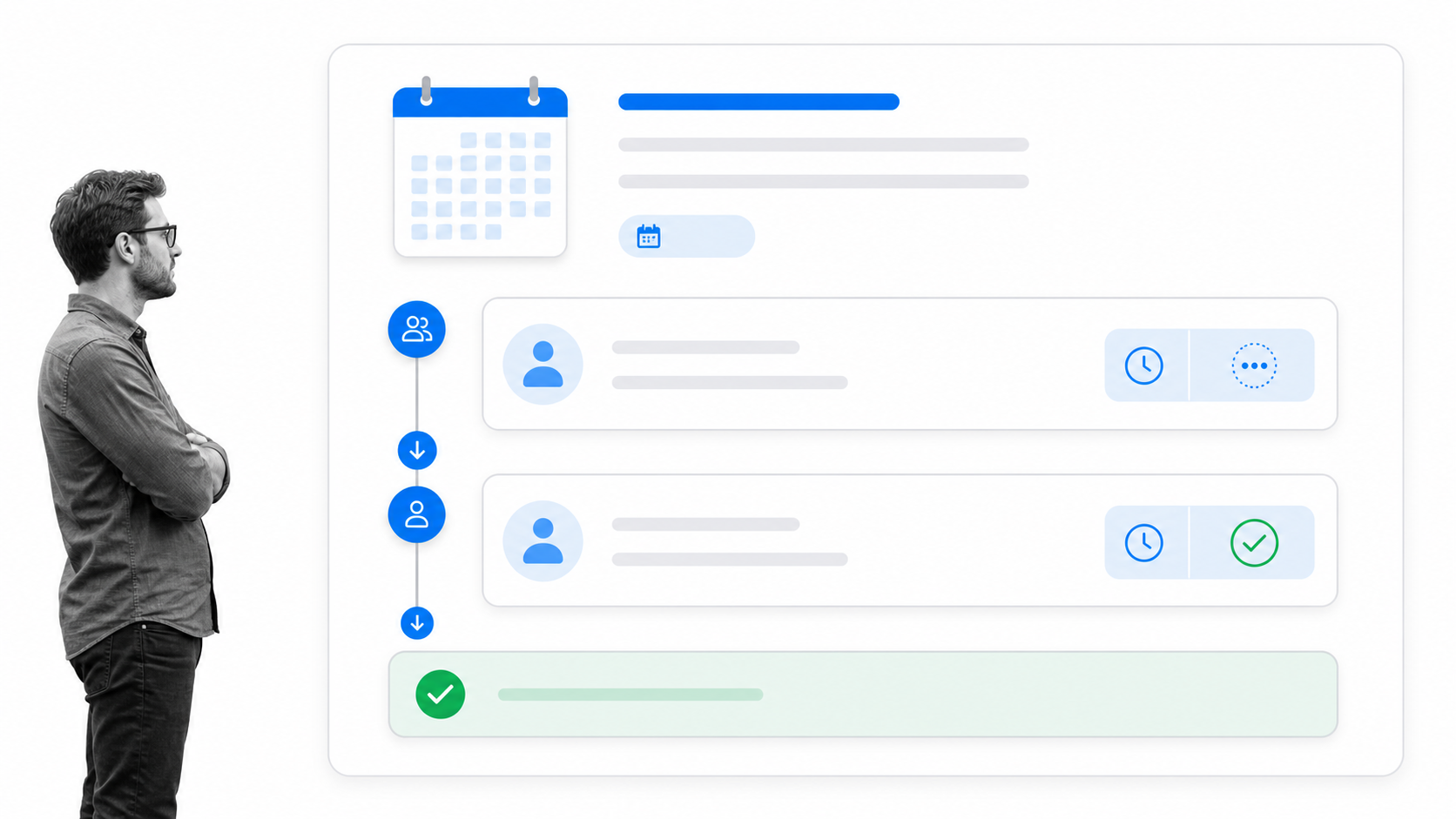 Holiday request moving through sequential manager approvals