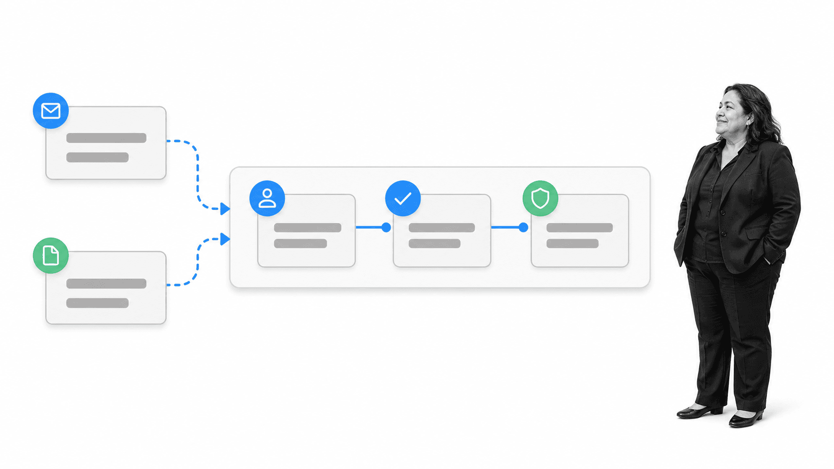 Operations lead watching email and files converge into one shared workflow