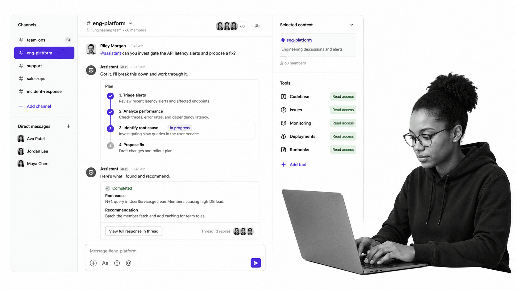 Anthropic Claude AI workflow tool product UI for Teams that want Claude reasoning in Slack and Claude workspaces