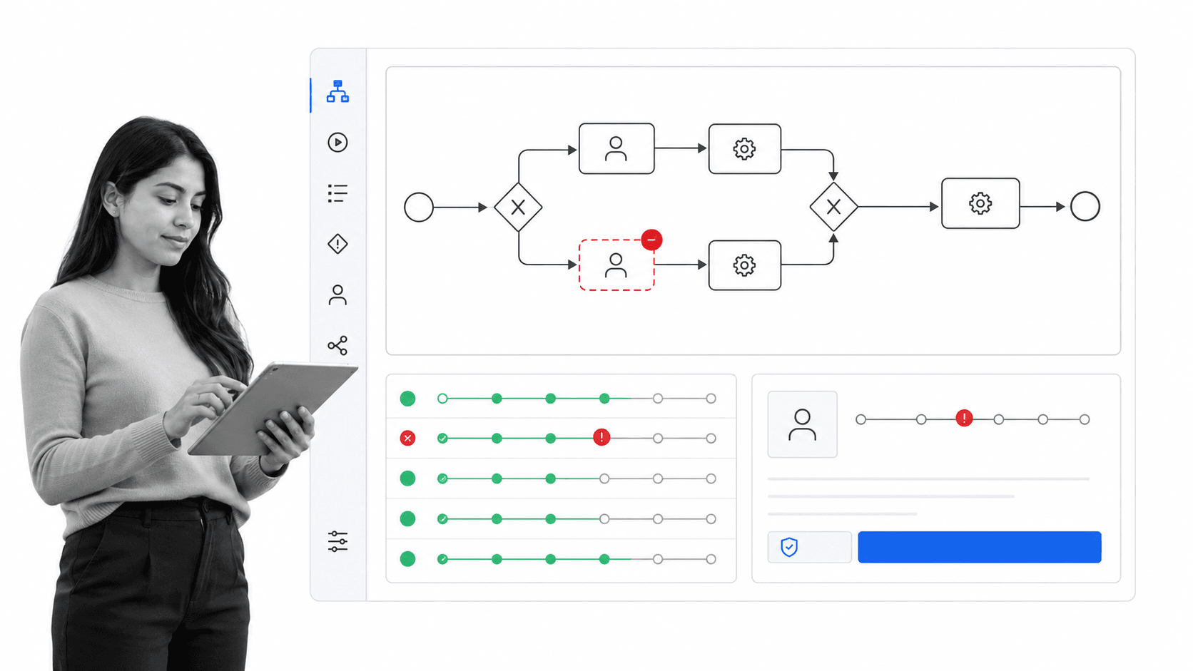 Camunda product interface as a Bizagi alternative for developer-led BPMN orchestration across people, systems, and services