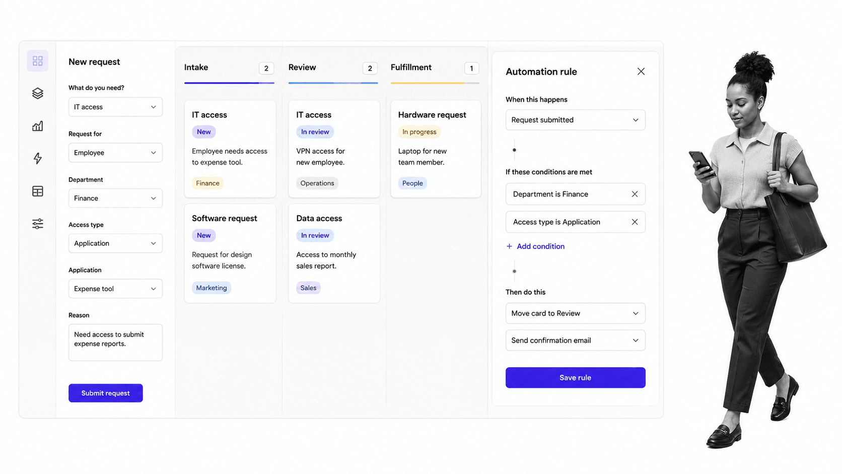 Pipefy product interface as a Bizagi alternative for no-code request intake and departmental workflow automation