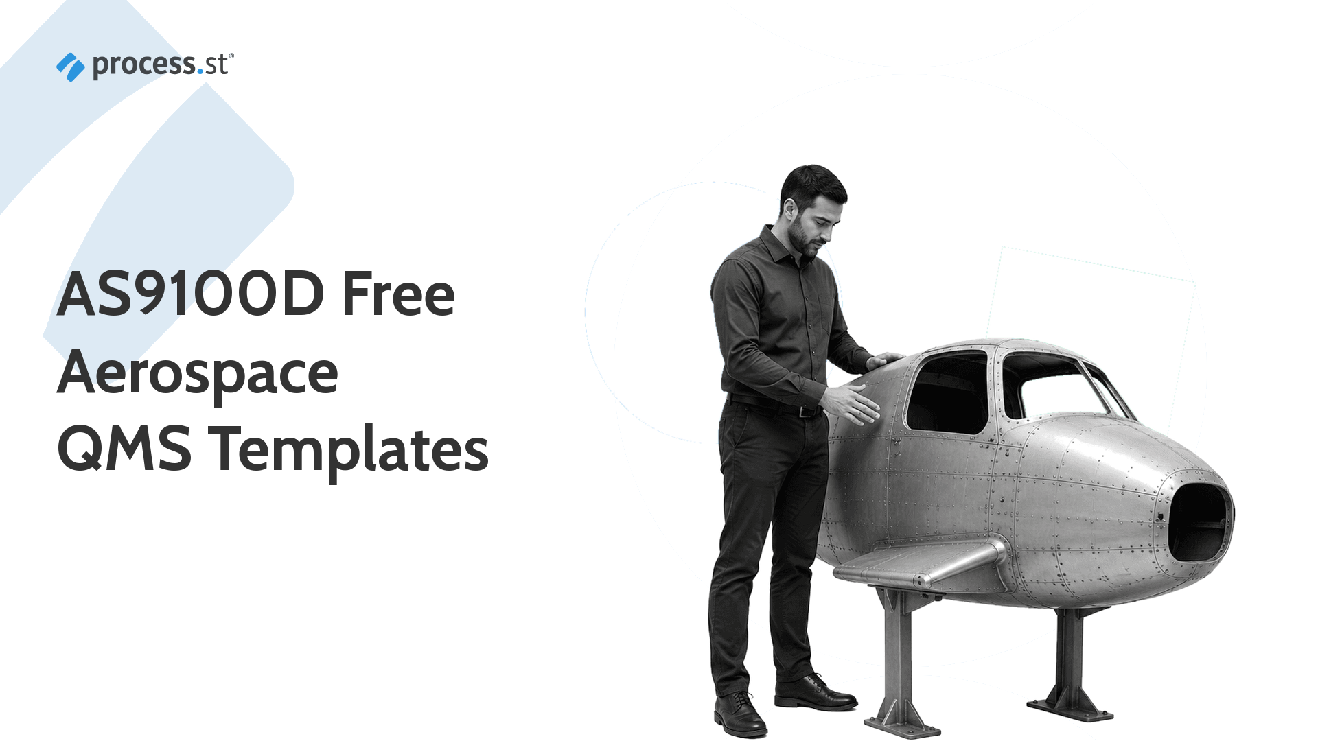 Aerospace quality engineer inspecting a riveted aircraft fuselage test article for AS9100D quality management