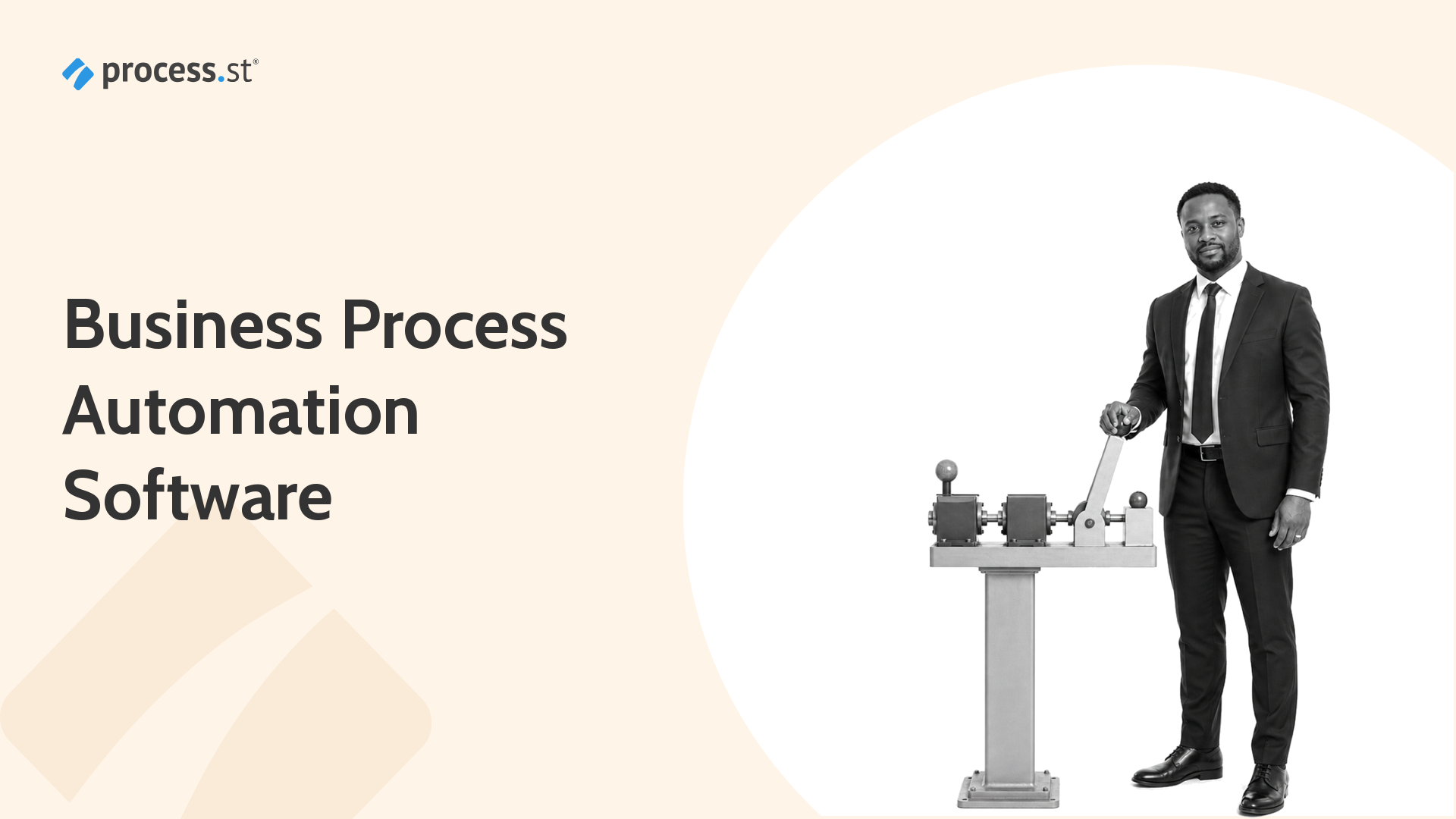 Operations architect using a physical relay machine to represent business process automation software.