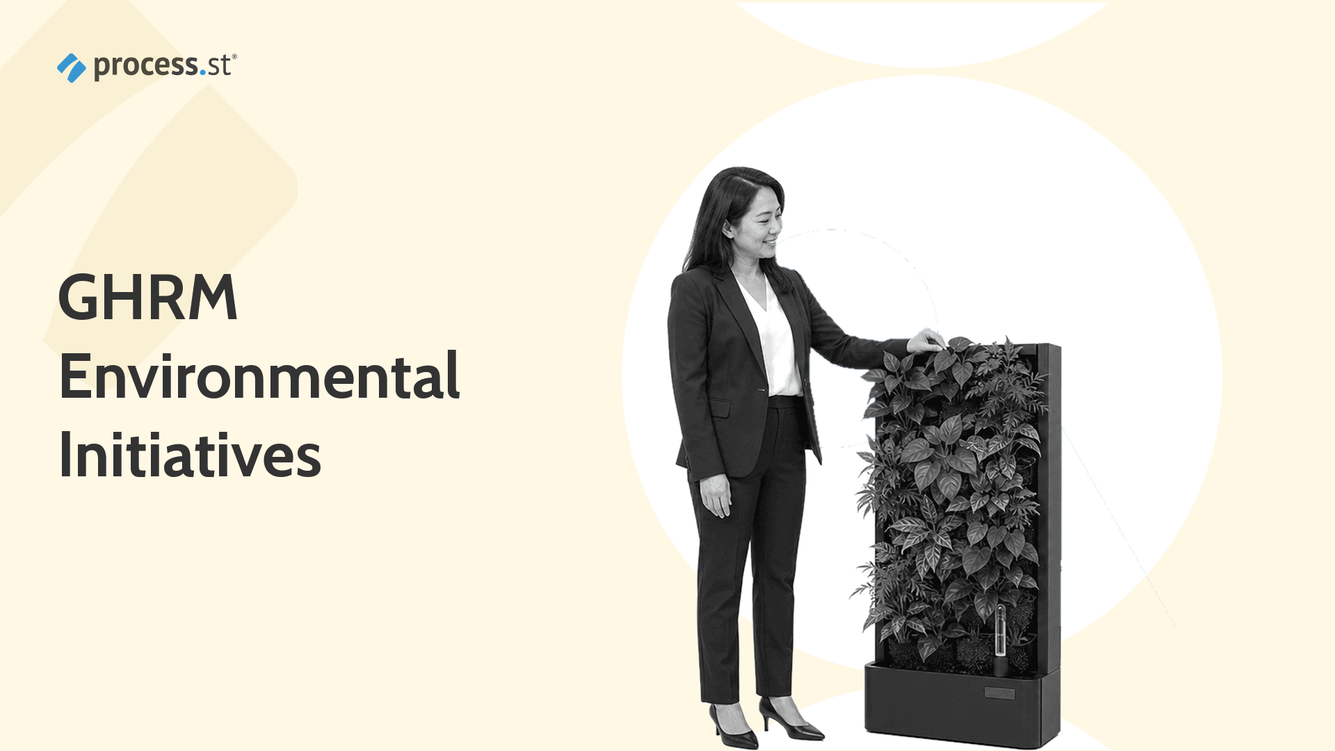 HR leader presenting a living workplace wall for green human resource management