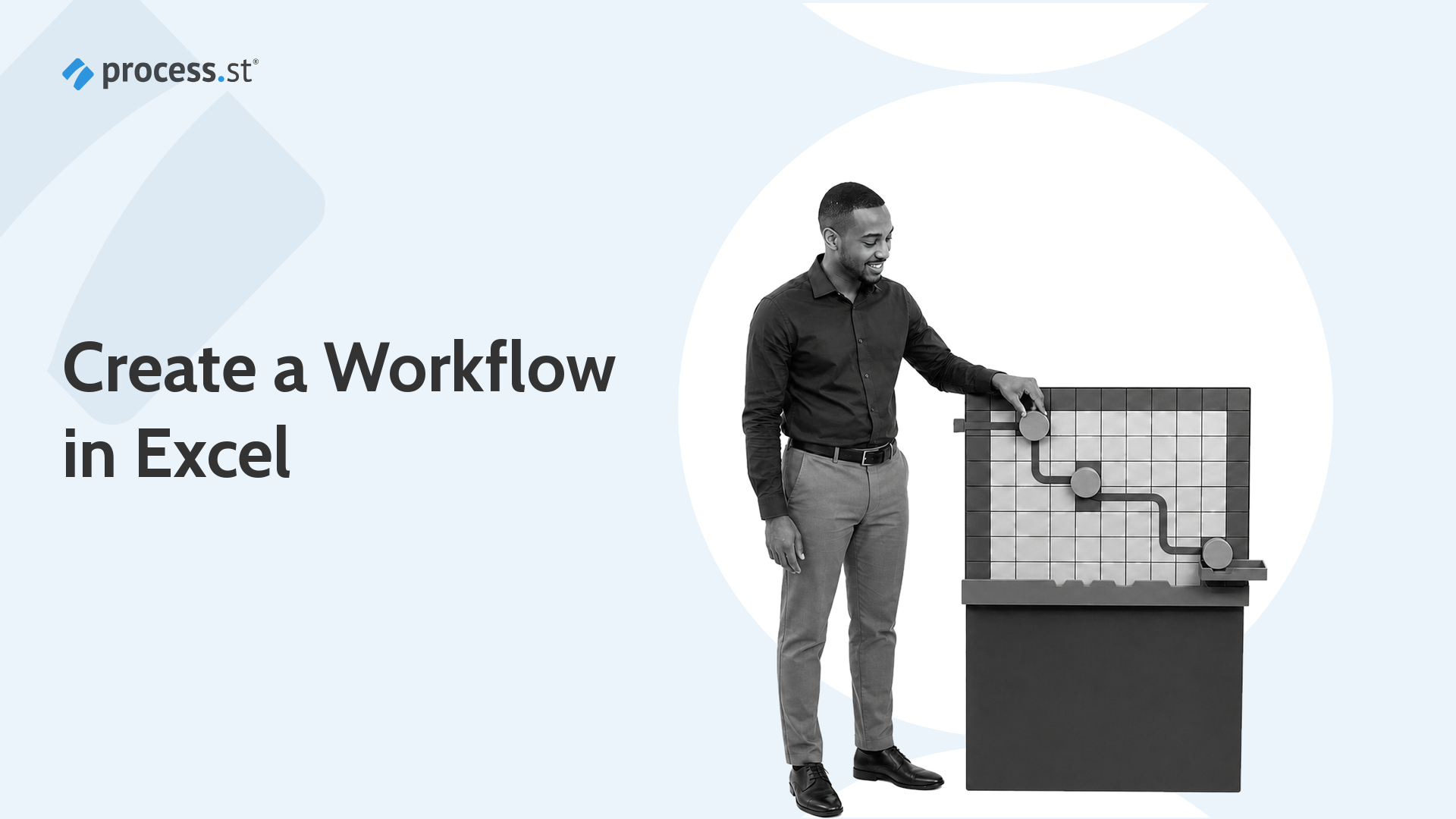 Operations analyst routing task tokens through a physical Excel workflow grid
