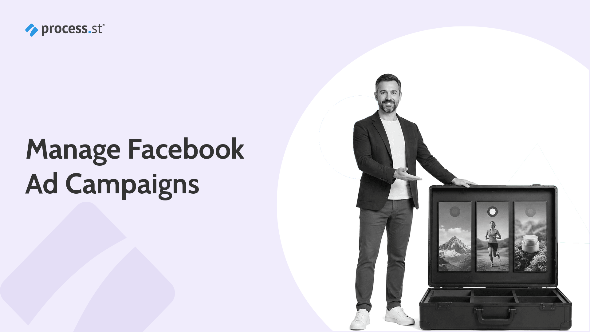 Performance marketer presenting an organized Facebook ad campaign testing case
