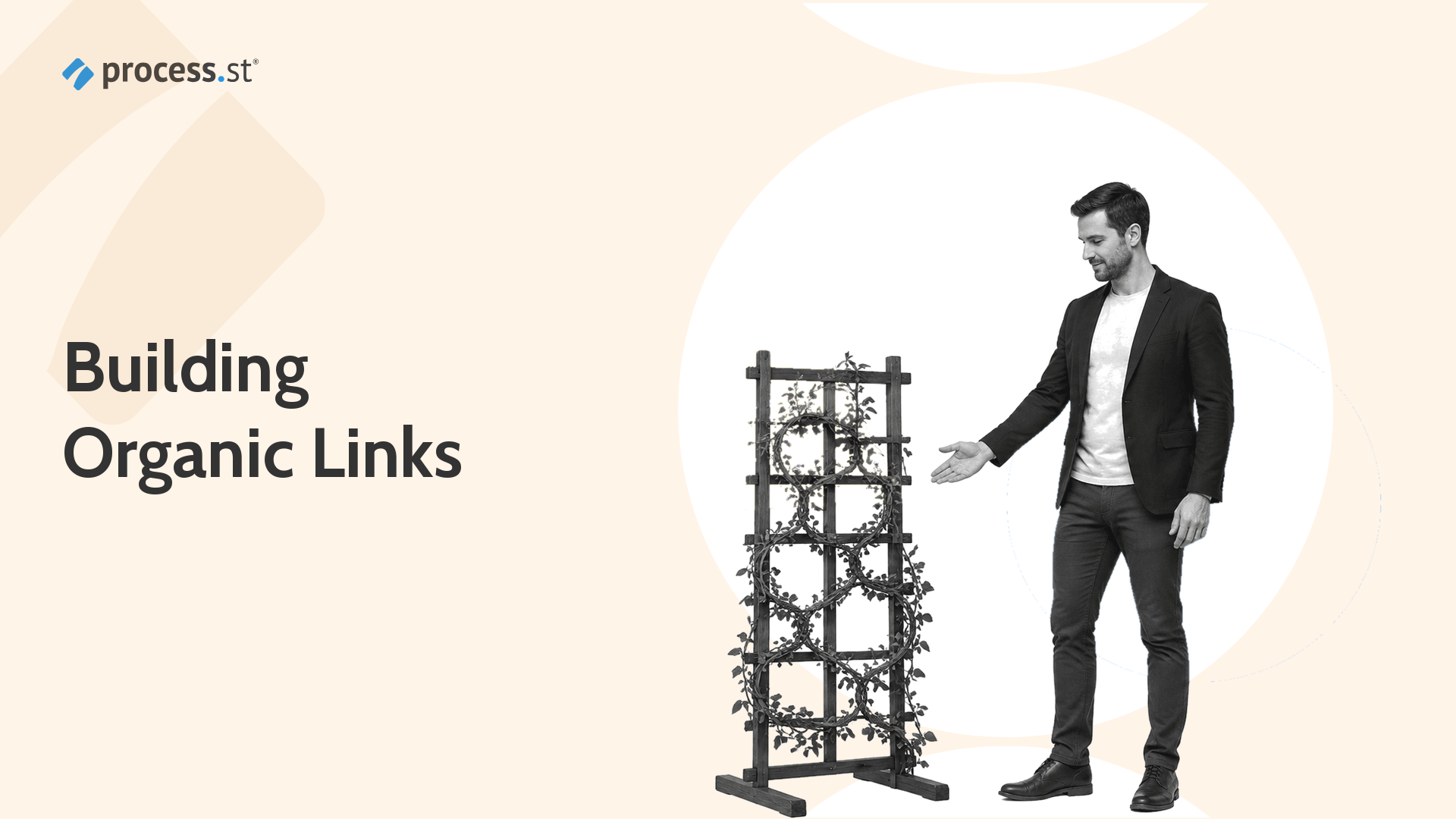 Link strategist presenting a trellis woven with connected living vines to represent organic links