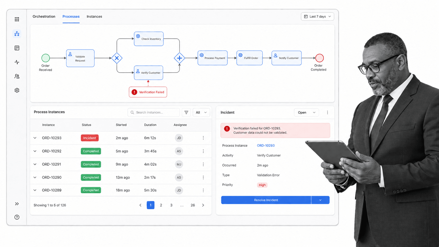 Camunda product interface as a Bonita alternative for developer-led BPMN orchestration across people, systems, and services