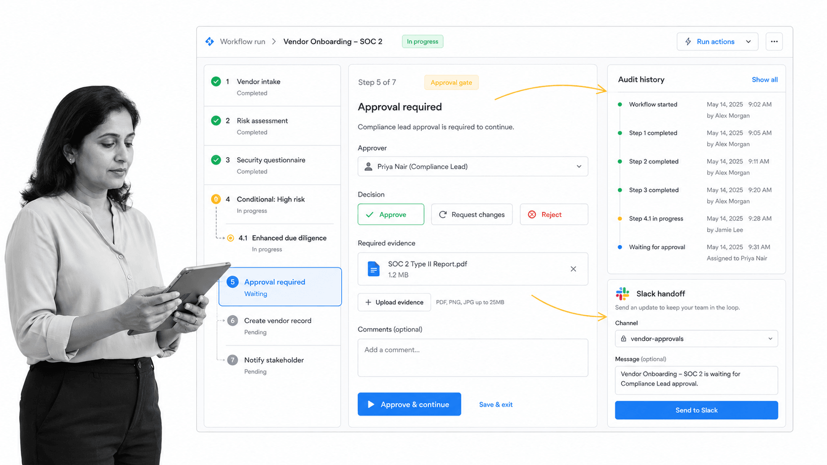 Viktor Claude Tag alternative product UI for a Slack-native AI coworker that turns threads into finished work