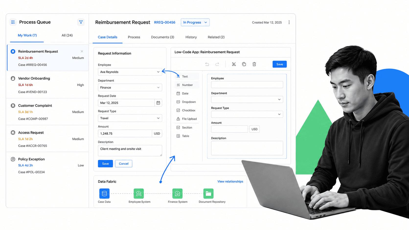 Appian product interface as a Comindware alternative for enterprise low-code applications, process automation, and case work