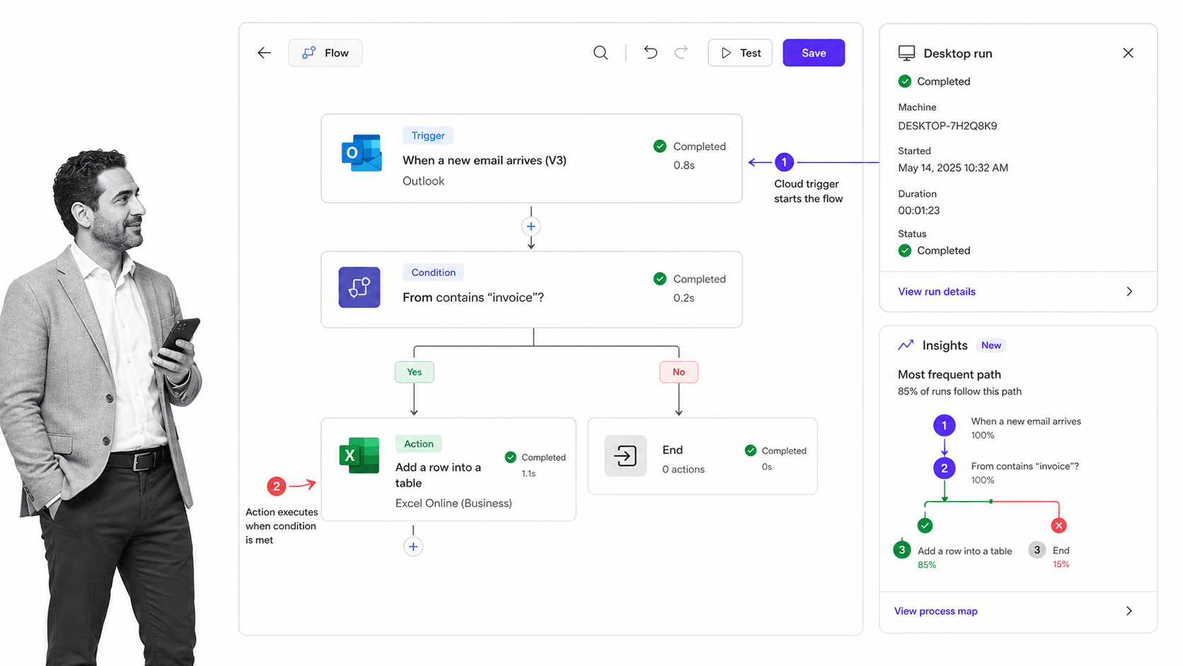 Microsoft Power Automate product interface as a Comindware alternative for Microsoft-centric cloud flows, desktop automation, and process mining