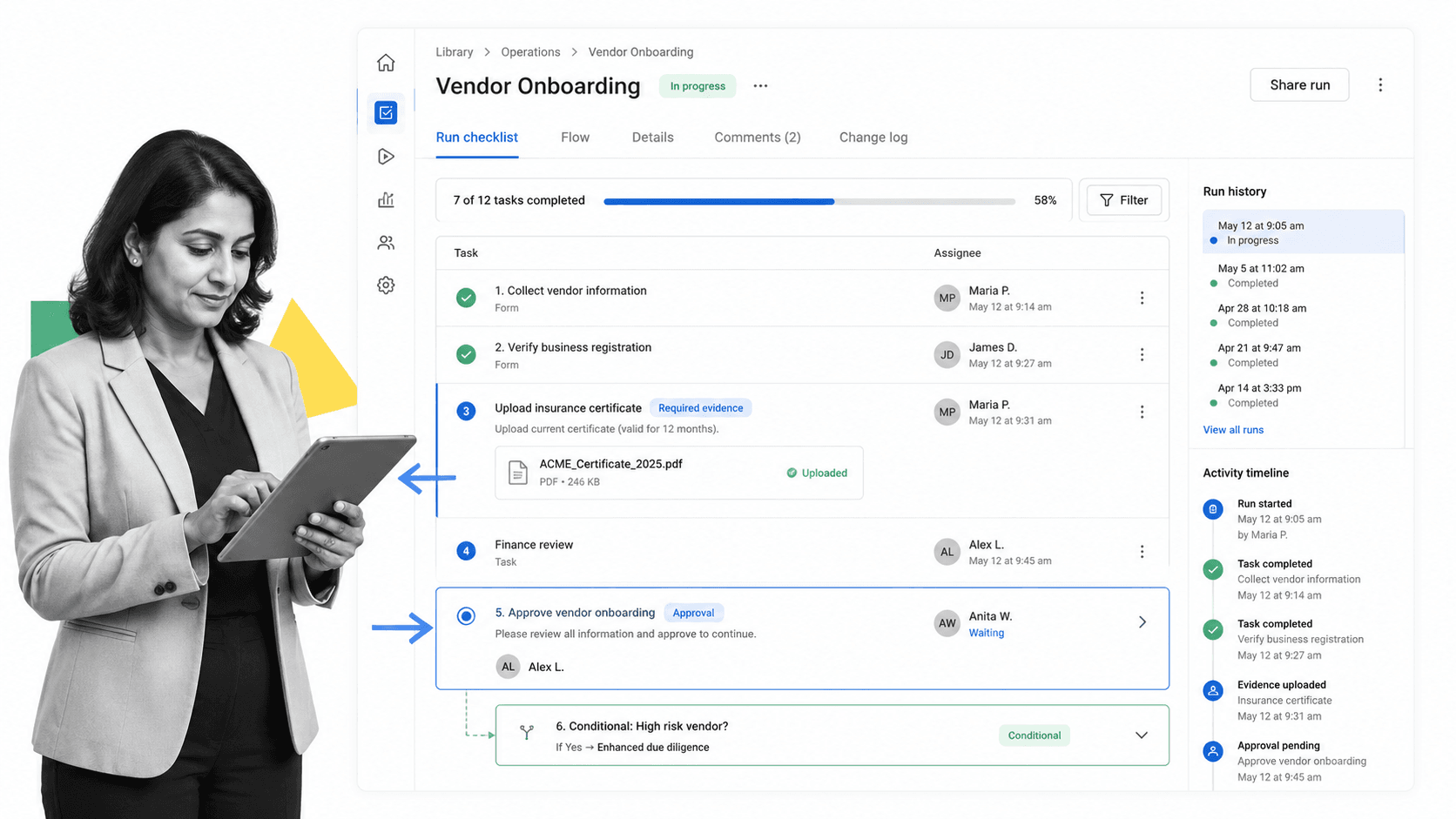Process Street product interface as a Comindware alternative for enforceable, trackable recurring SOP and operational workflows