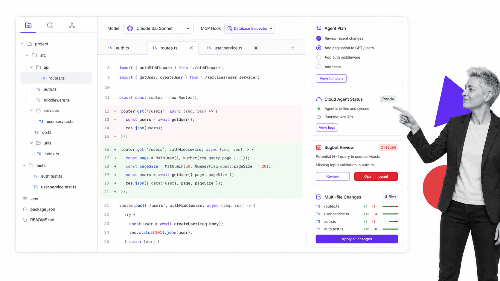Cursor Cursor alternative product UI for Developers who want an AI-first editor with local and cloud agent workflows