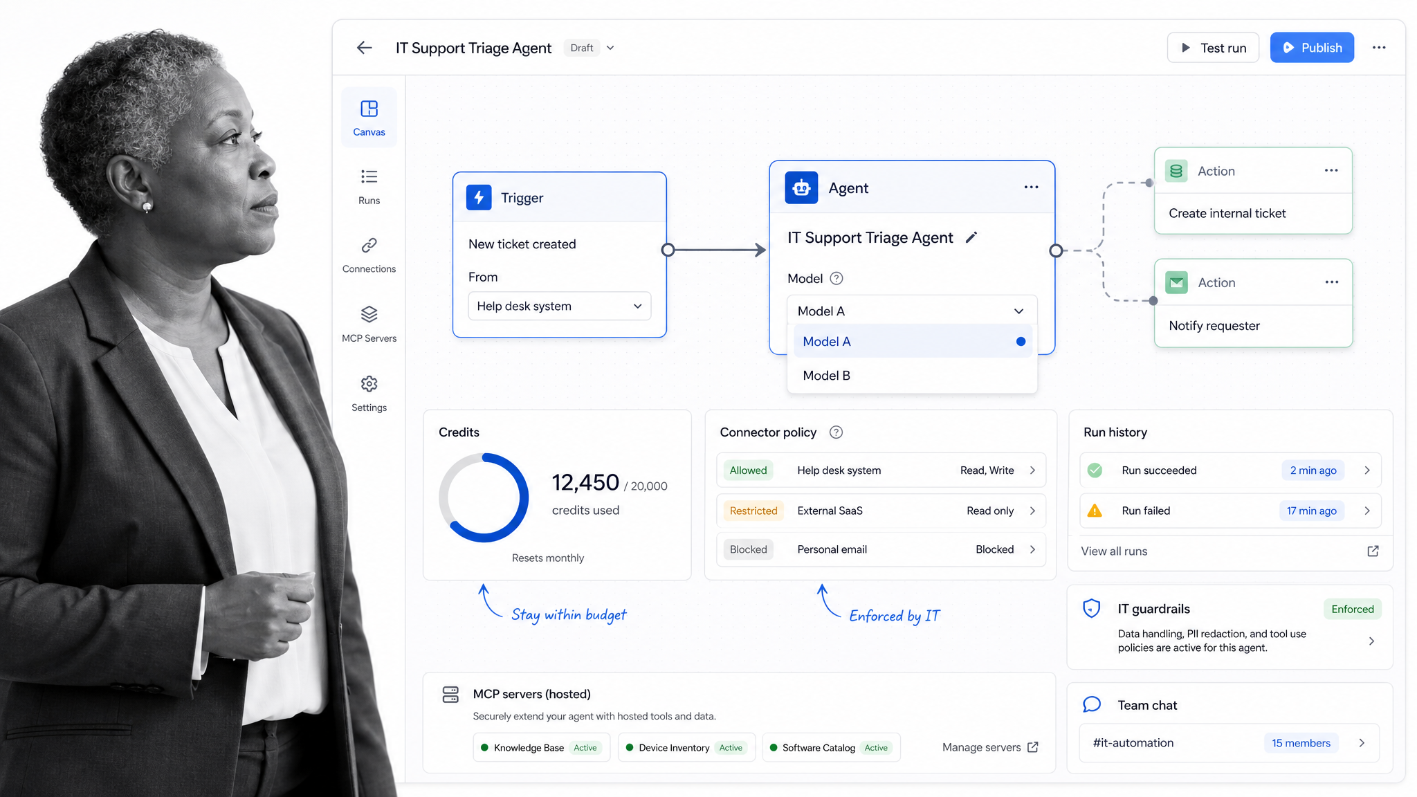 Gumloop Cursor alternative product UI for Operations and engineering teams building visual AI workflows with IT controls