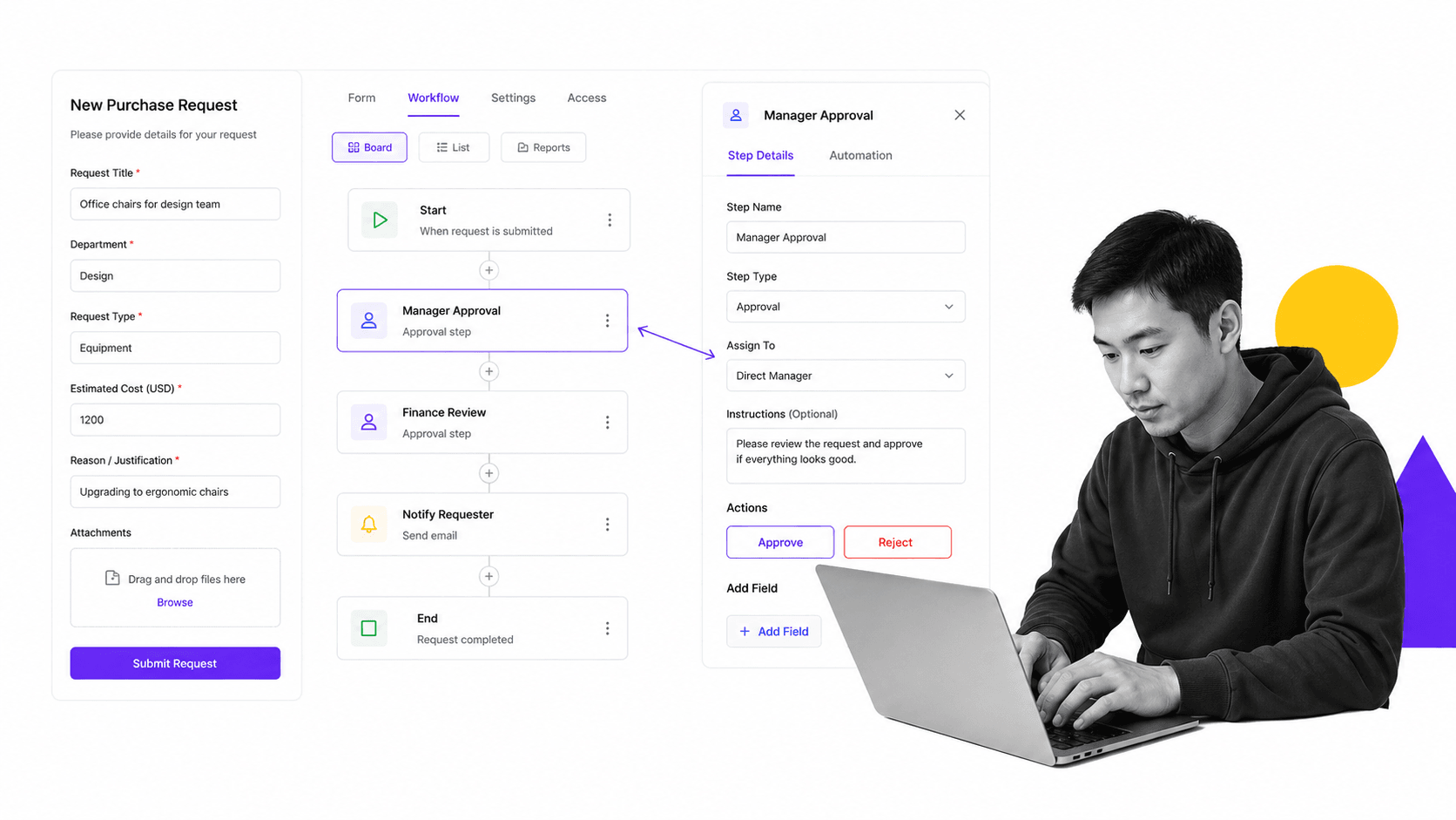 Kissflow product interface as a Flokzu alternative for no-code business teams automating processes, cases, and internal apps