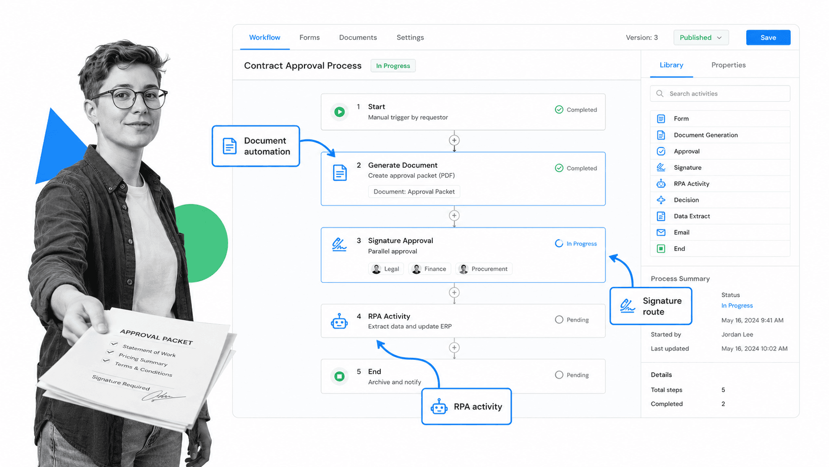Nintex product interface as a Flokzu alternative for broad enterprise workflow, document, form, and RPA automation