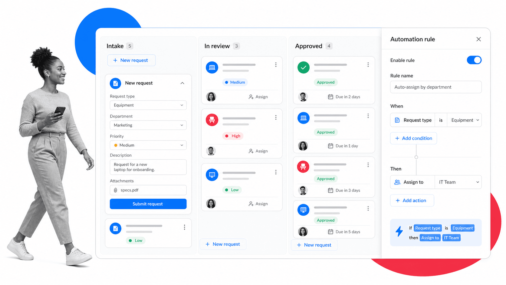 Pipefy product interface as a Flokzu alternative for no-code request intake and departmental workflow automation