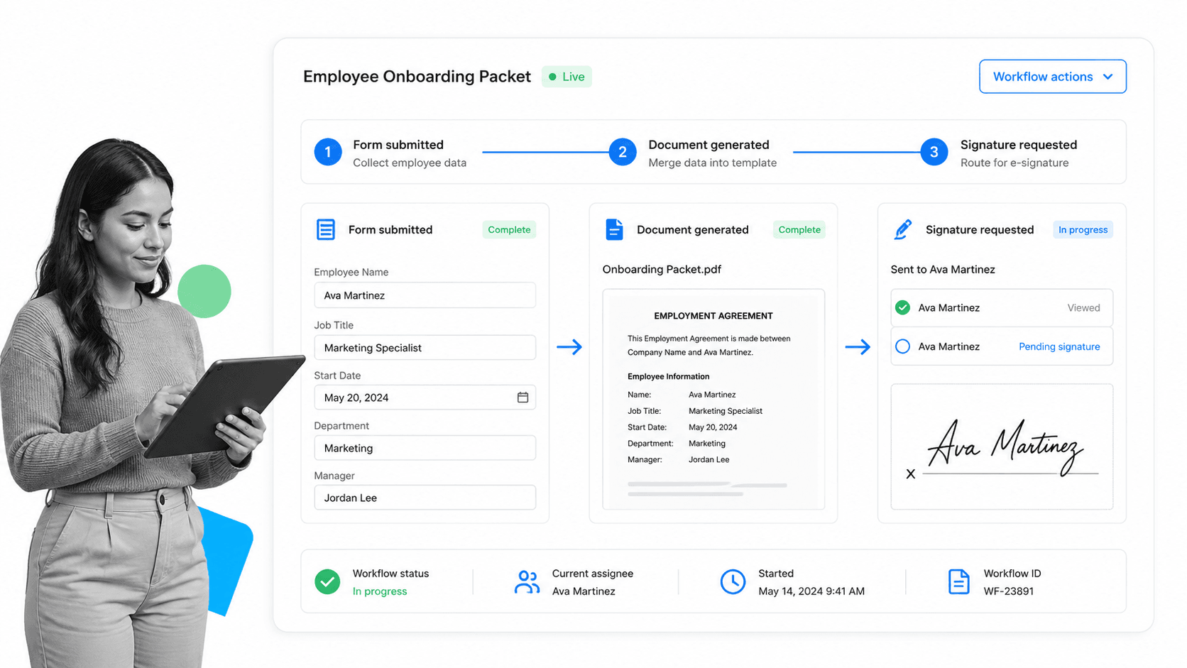 Formstack product interface as a Frevvo alternative for document generation and e-signature workflows from form data