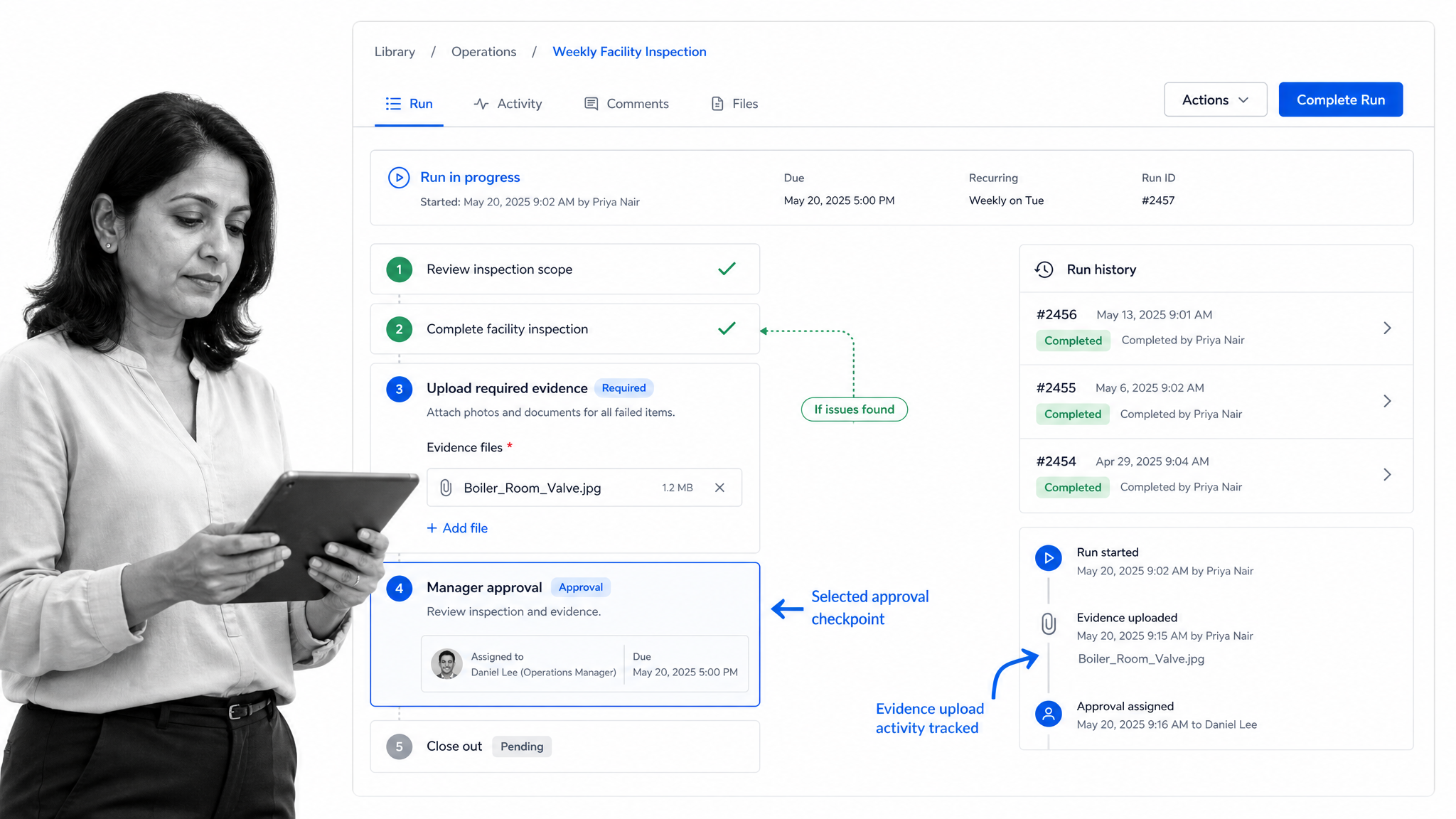 Process Street product interface as a Frevvo alternative for enforceable, trackable recurring SOP and operational workflows