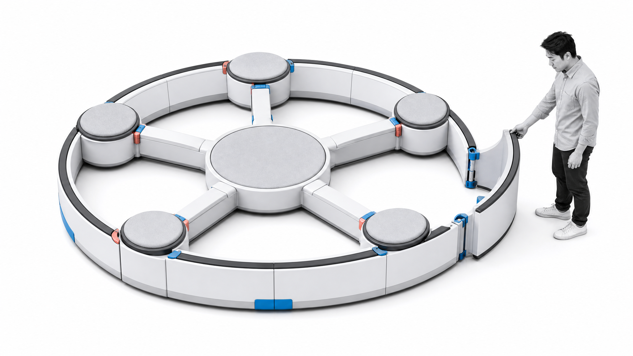 Garden-inspired circular culture artifact with an open entry adjusted by a people leader
