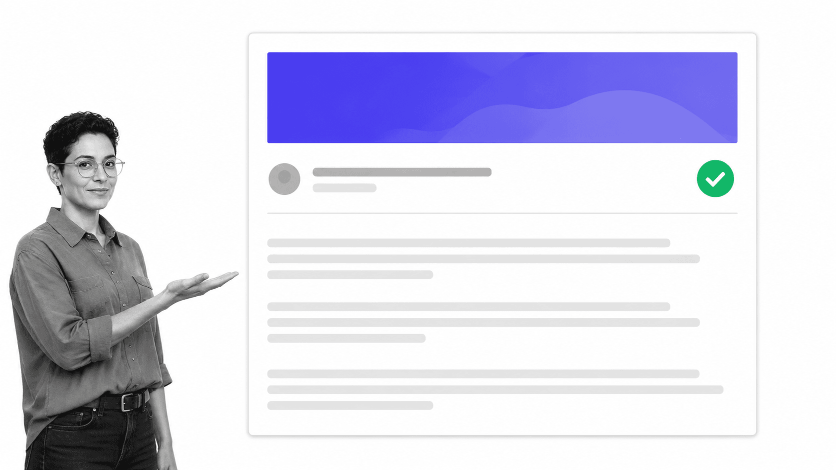 Content professional presenting an accepted publication article layout