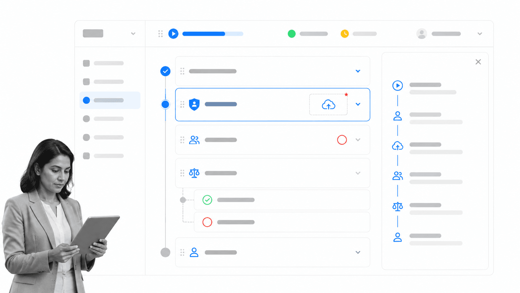 Process Street employee-change workflow with approval, evidence, conditional logic, and audit history