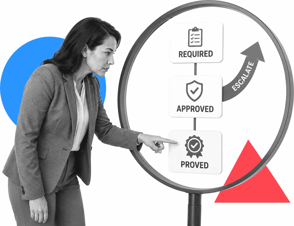 A healthcare quality manager examines a labeled procedure pathway with controlled handoffs.