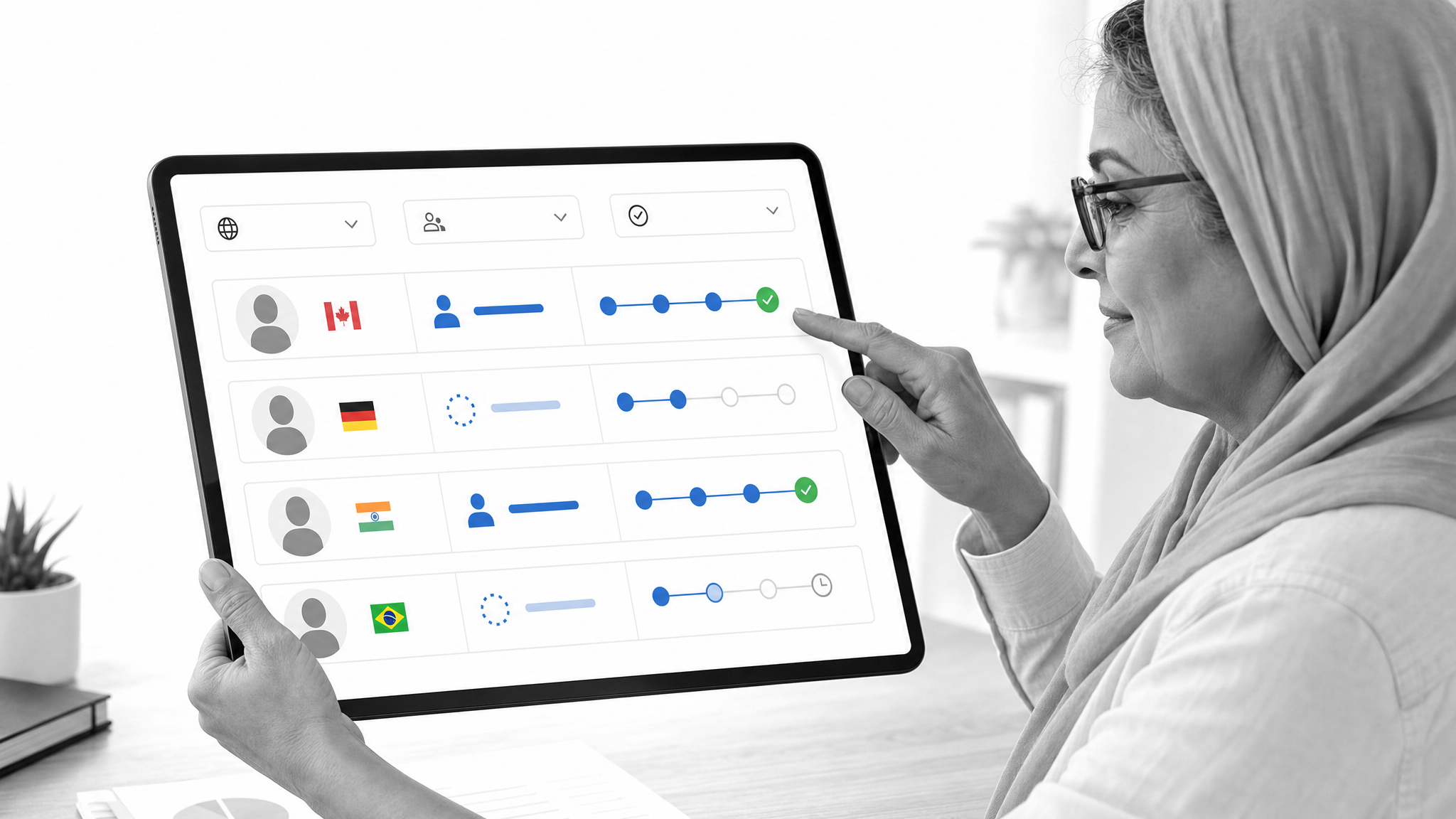 Deel global workforce directory with country, worker type, onboarding, and document status