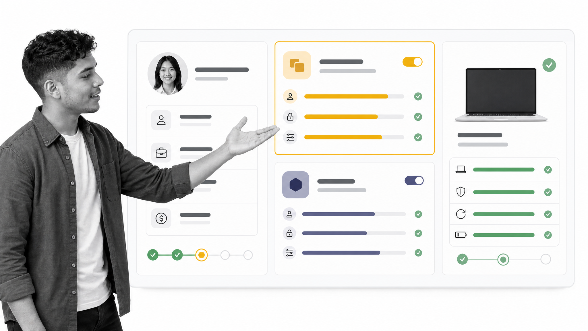 Rippling employee lifecycle dashboard with onboarding, application access, and device status