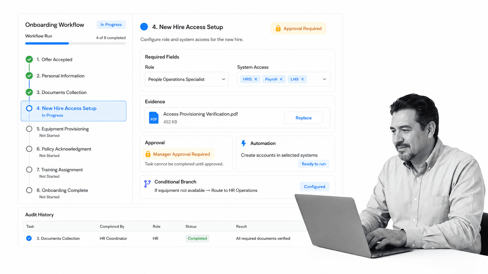 Process Street HR workflow software onboarding workflow run screen