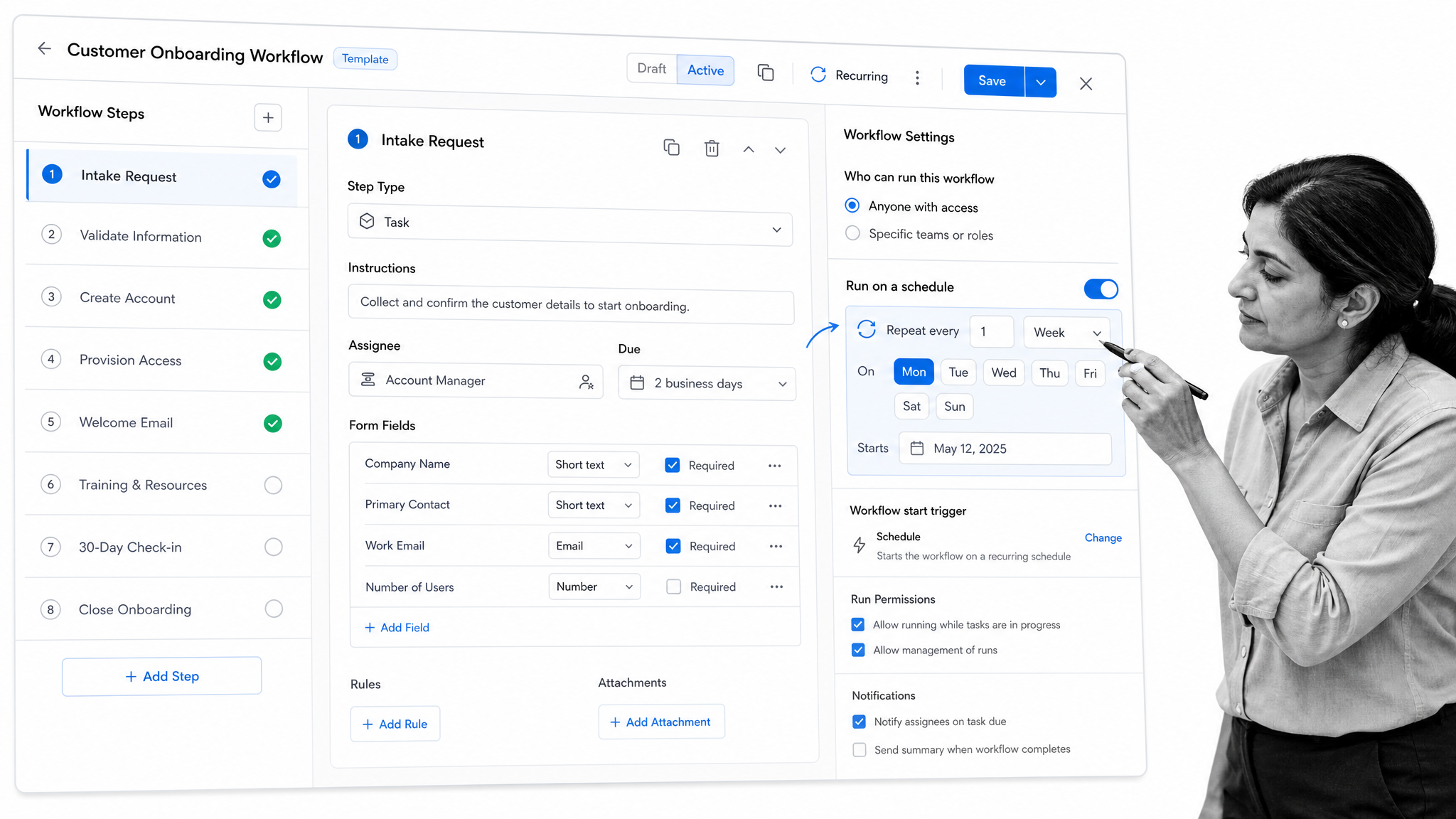 Process Street recurring workflow editor for remote operational processes