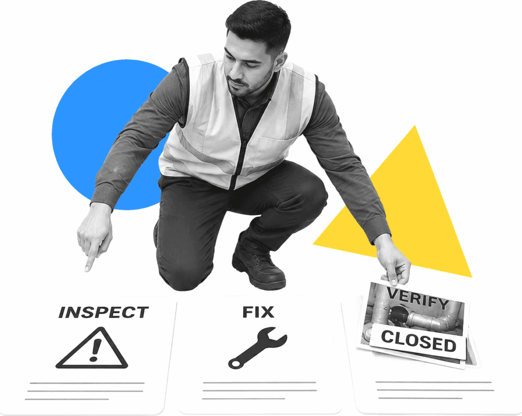 Insurance risk engineer reviewing a structured inspection and remediation workflow.