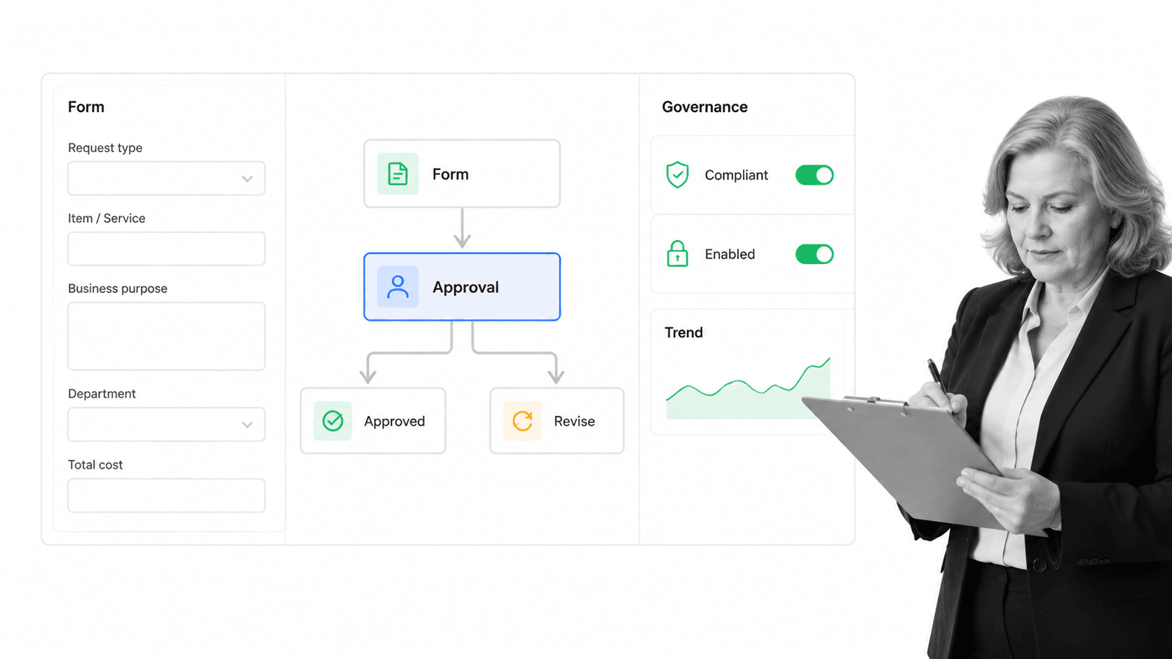 Kissflow product interface as a K2 alternative for business-led workflow apps with centralized IT governance