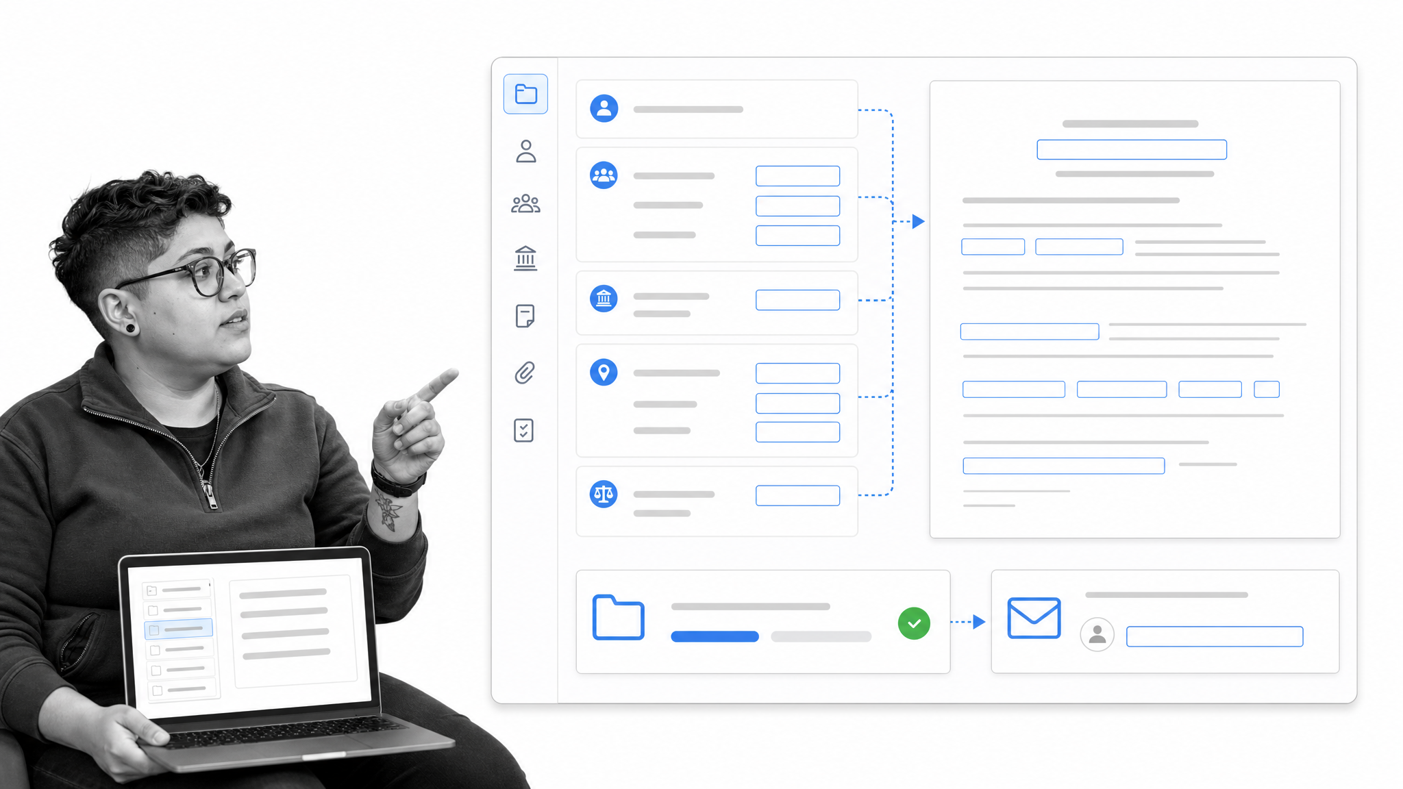 Smokeball legal document automation editor populating a template from matter data