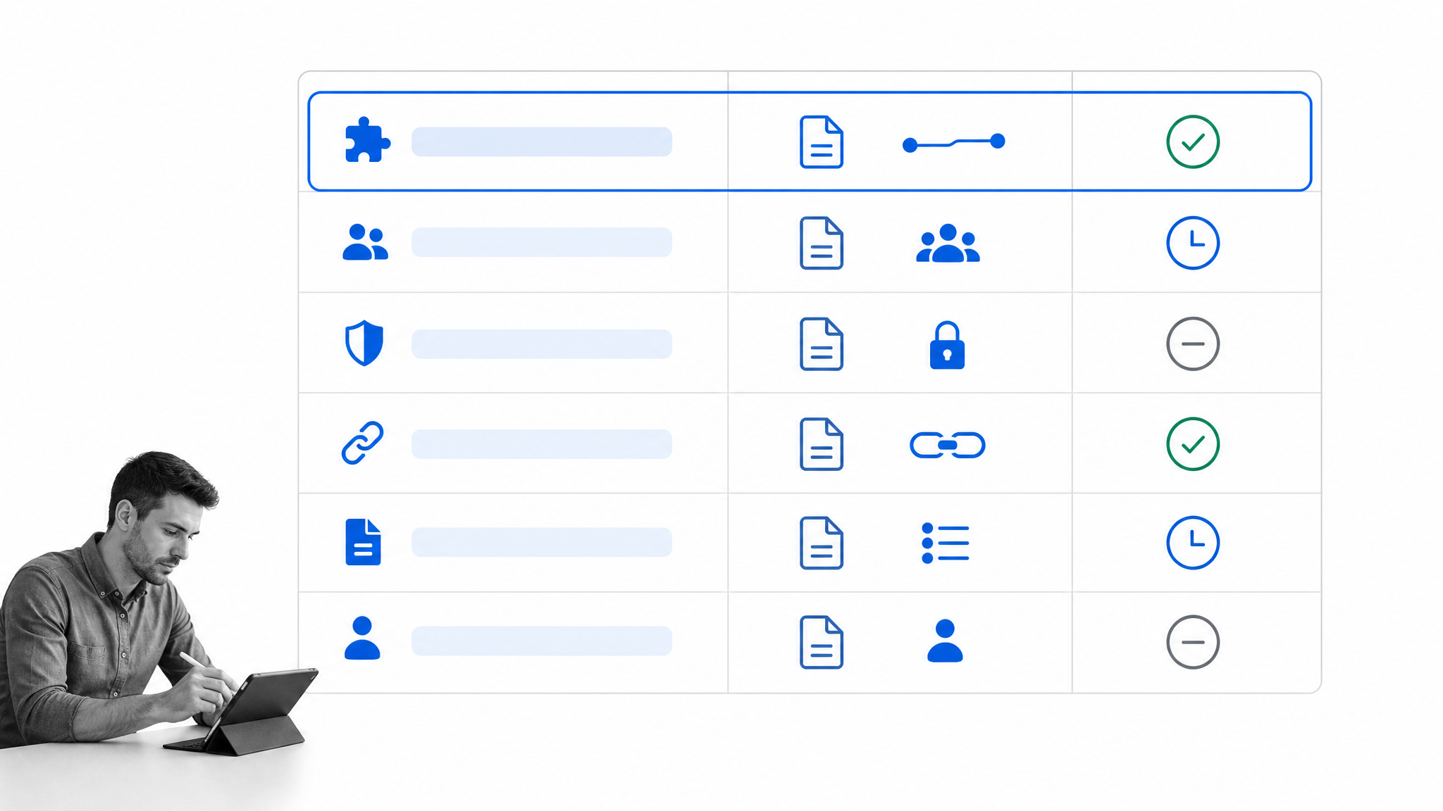 Management tool evaluation scorecard with a selected workflow fit row