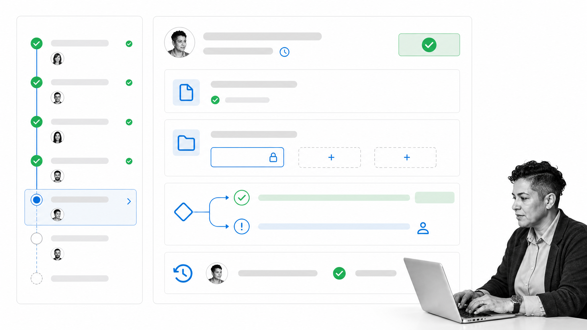Process Street management workflow run with evidence, approval, exception routing, and audit history