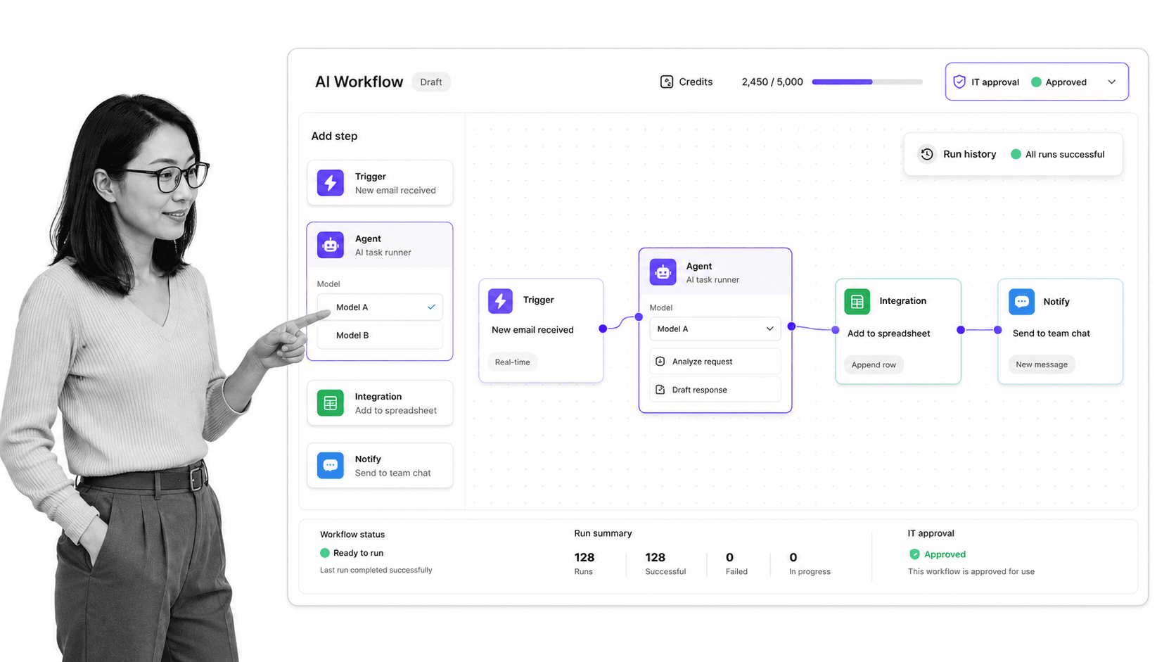 Gumloop multiplayer AI agent product UI for Operations teams building visual AI workflows and agents with IT controls