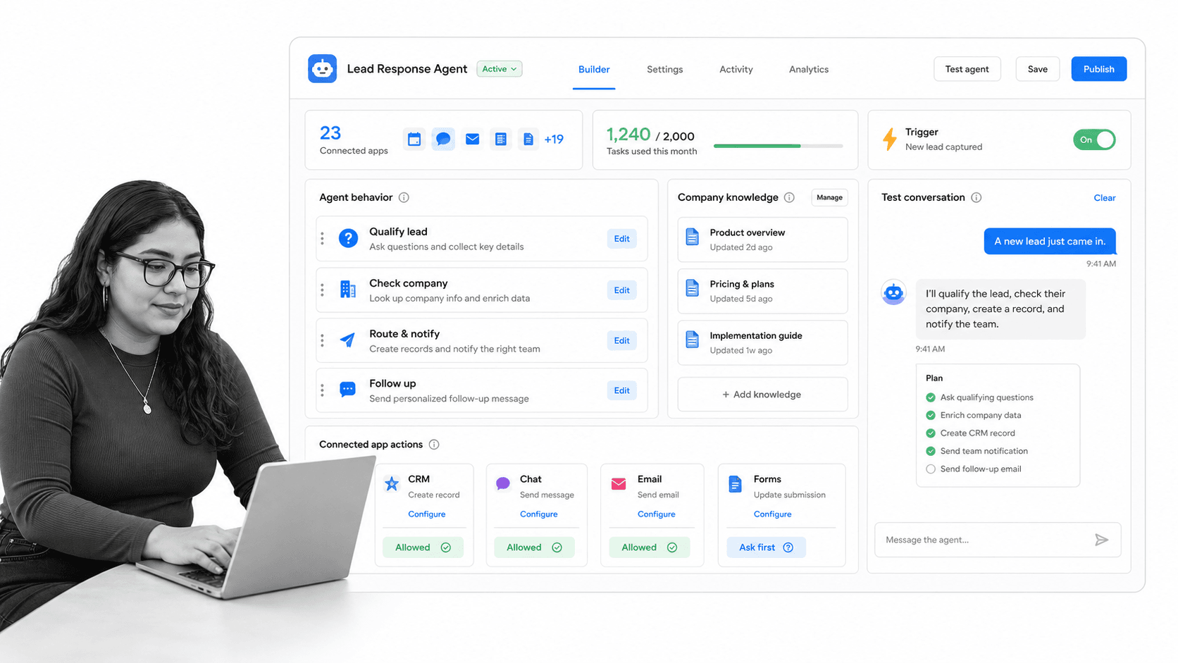 Zapier Agents multiplayer AI agent product UI for Automation builders who want AI teammates connected to a large app-action network