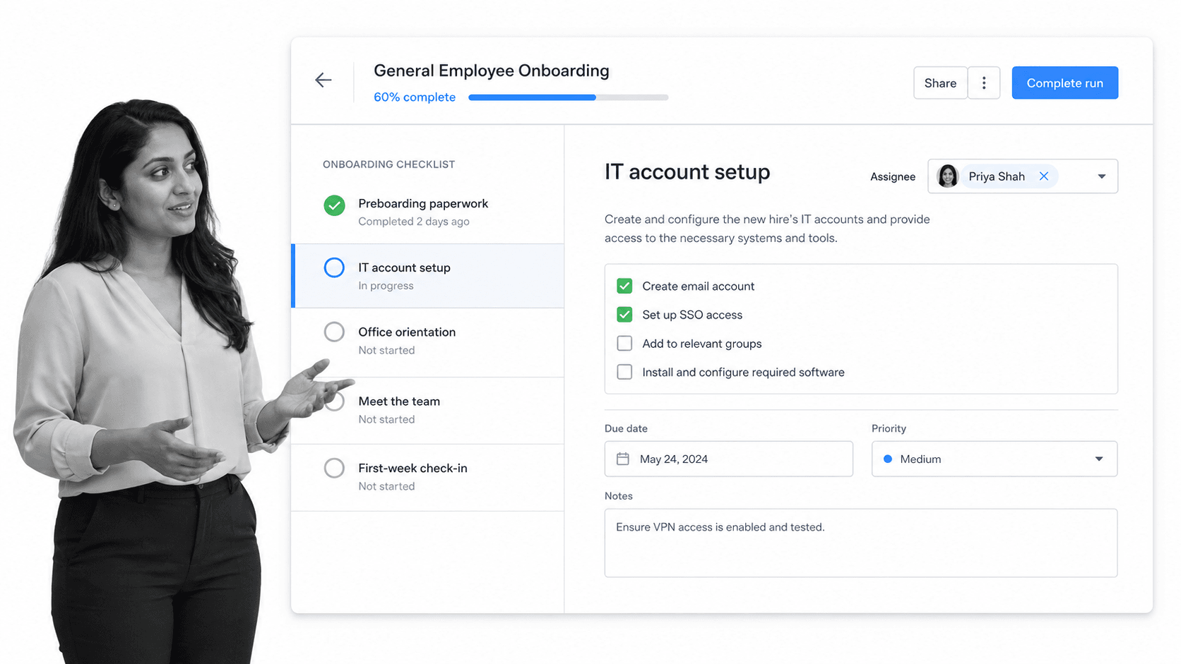 Process Street general employee onboarding checklist workflow