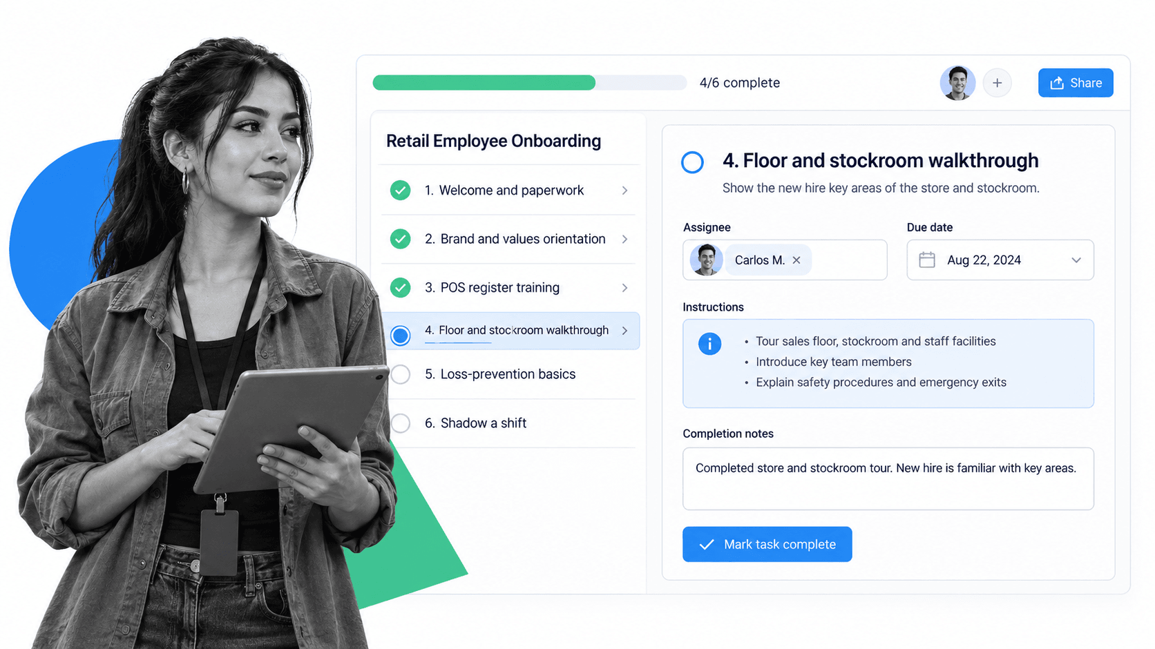 Process Street retail employee onboarding checklist workflow