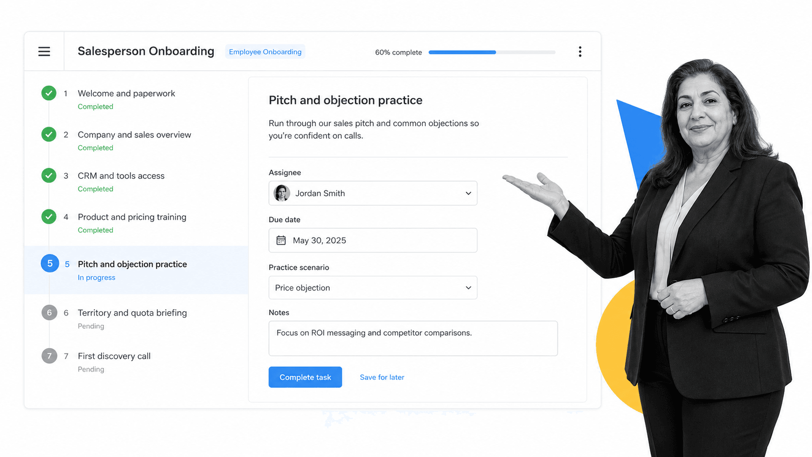 Process Street salesperson onboarding checklist workflow for startups