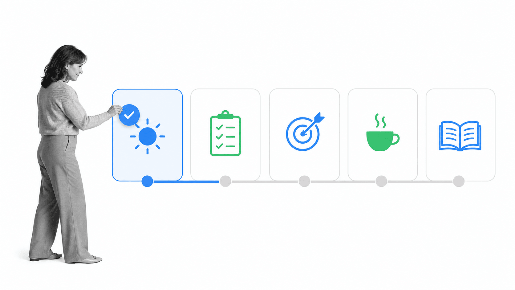 A focused professional arranging a repeatable daily routine